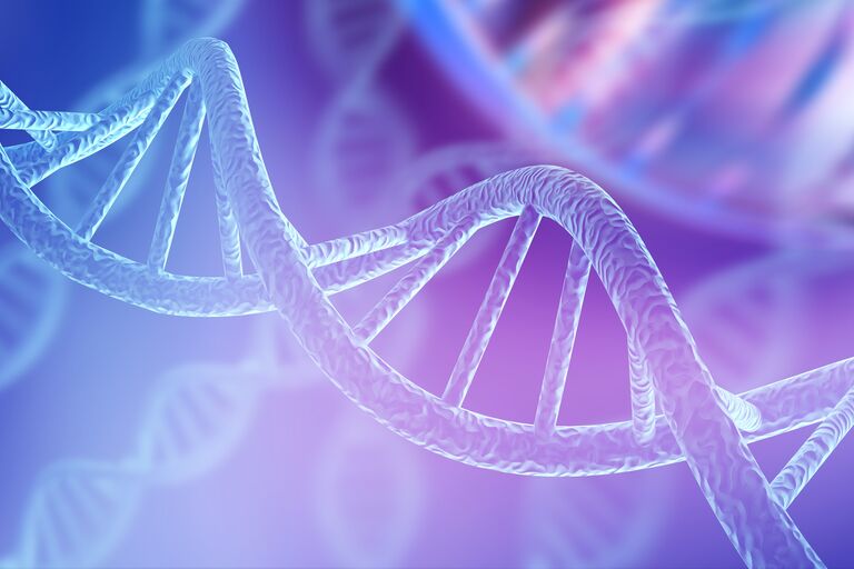 DNA helix on purple gradient background