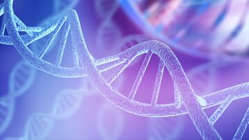 DNA helix on purple gradient background