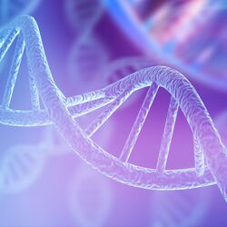 DNA helix on purple gradient background