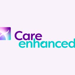 Care Enhanced package logo on a light purple background